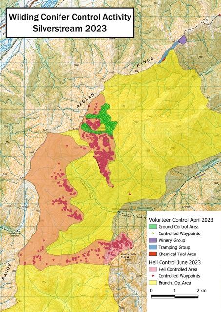 Map with colour coding indicationg levels of wilding density